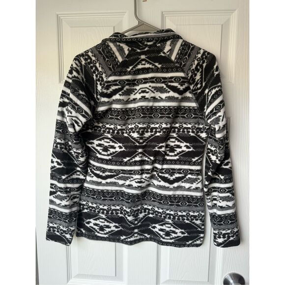 Eddie Bauer Pull Over Fleece Quarter Zip Women's Small Black White - Picture 3 of 3